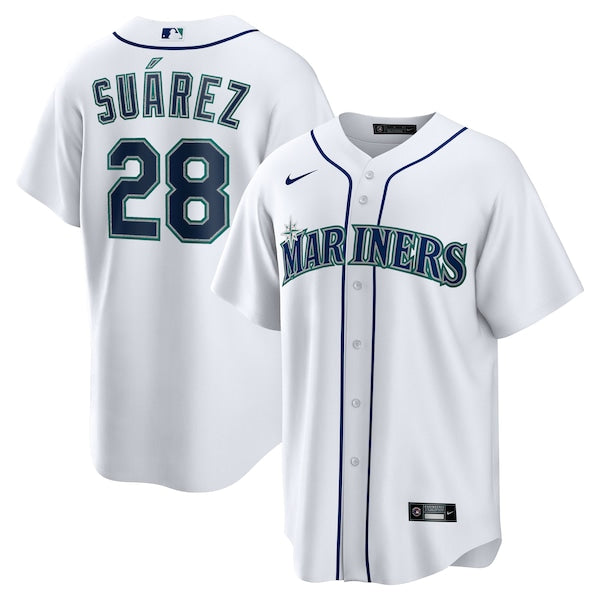 Men's Seattle Mariners Eugenio Su¨¢rez Nike White Home Replica Player Jersey