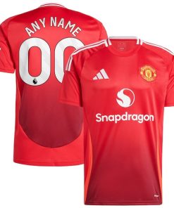 Alternative view of Manchester United adidas 2024/25 Home Replica Custom Jersey - Red