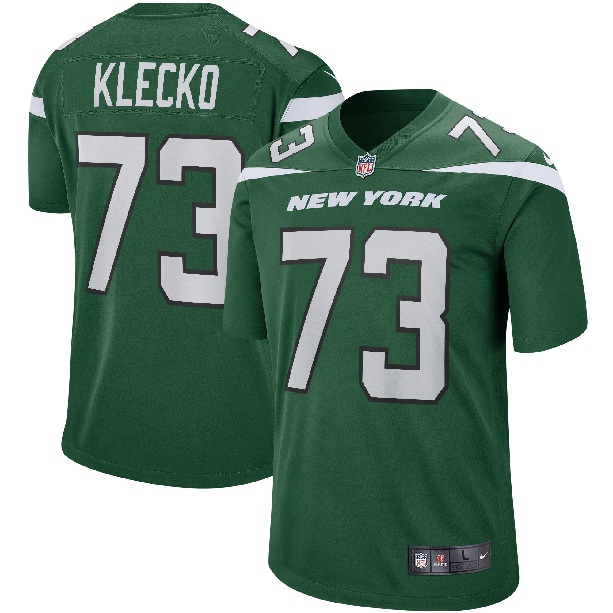 Joe Klecko New York Jets Nike Legacy Retired Player Game Jersey - White/Green - Image 6