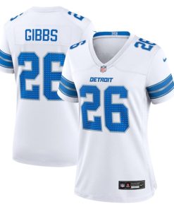 Jahmyr Gibbs Detroit Lions Nike Women's Game Jersey - White/Blue