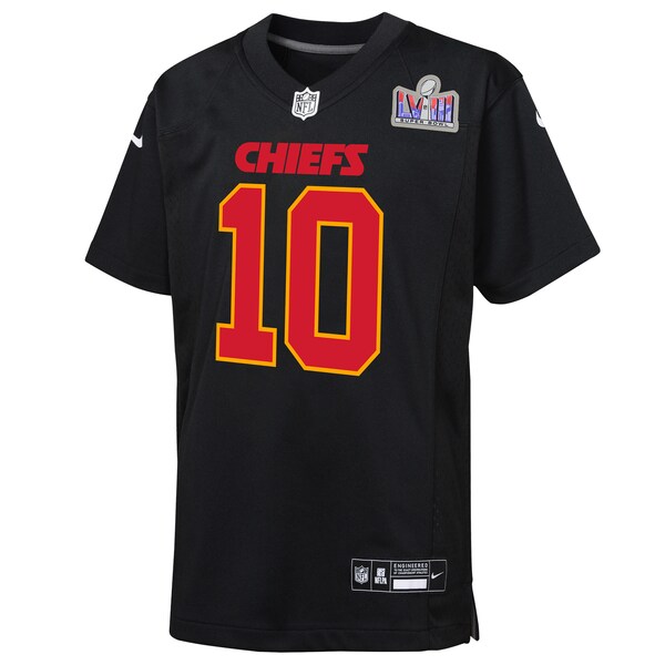 Isiah Pacheco Kansas City Chiefs Nike Youth Super Bowl LVIII Patch Carbon Fashion Game Jersey - Black - Image 2