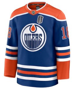Alternative view of Zach Hyman Edmonton Oilers  2025 Stanley Cup Final Home Premium Jersey - Royal