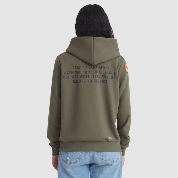 Seattle Seahawks Nike Women's 2025 Salute to Service Sideline Standard Issue Dri-FIT Hoodie - Olive - Image 2