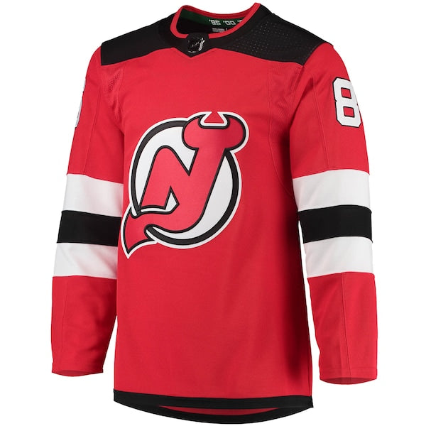 Jack Hughes New Jersey Devils adidas Home Primegreen Authentic Player Jersey - Red/Black - Image 3