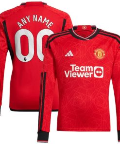 Manchester United adidas 2023/24 Home Replica Custom Long Sleeve Jersey - Red