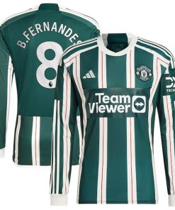 Bruno Fernandes Manchester United adidas 2023/24 Away Long Sleeve Replica Player Jersey - Green/Red