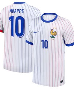 Alternative view of Kylian Mbappe France National Team Nike Youth 2024 Away Replica Jersey - White