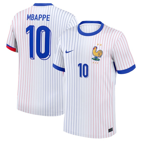 Kylian Mbappe France National Team Nike 2024 Away Replica Jersey - White/Blue - Image 2