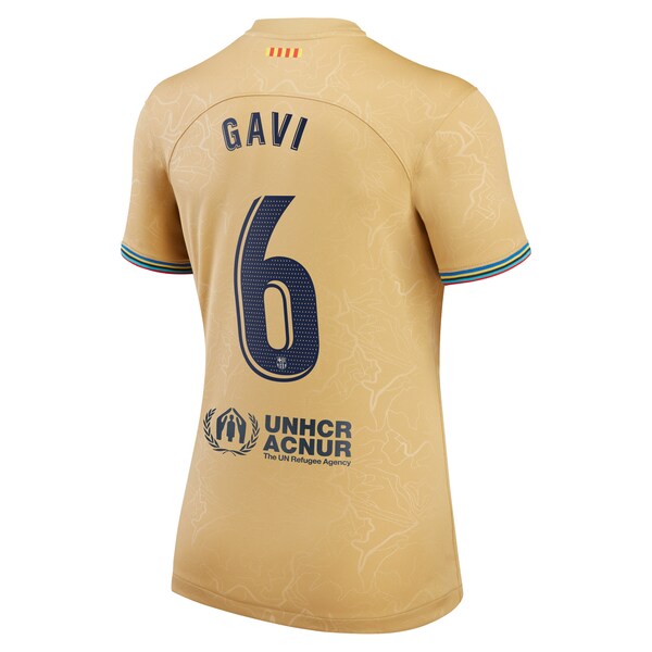 Gavi Barcelona Nike Women's 2022/23 Away Breathe Stadium Replica Player Jersey - Gold - Image 3