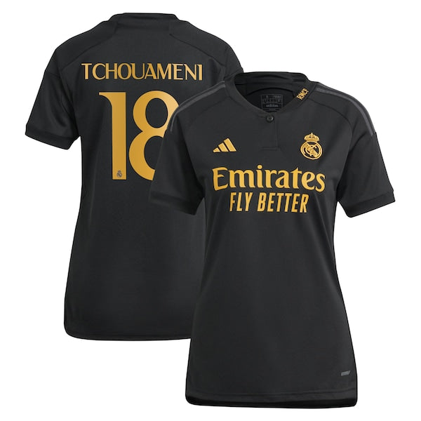 Aur¨¦lien Tchouam¨¦ni Los Merengues adidas Women's 2023/24 Third Replica Player Jersey - Black
