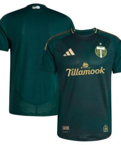 Alternative view of Portland Timbers adidas 2025 Forever Green & Gold Authentic Jersey - Green