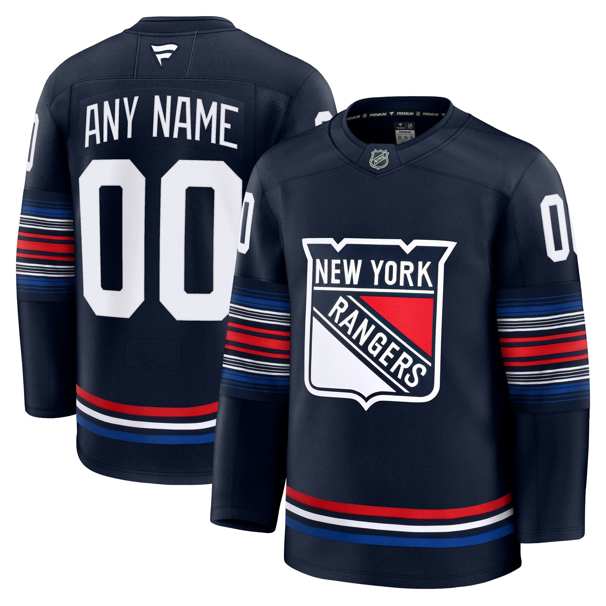 New York Rangers Centennial Premium Custom Jersey - Blue/White/Navy/Royal - Image 9