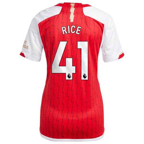 Declan Rice Arsenal adidas Women's 2023/24 Home Replica Player Jersey - Red/Green/Yellow - Image 6