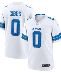 Jahmyr Gibbs Detroit Lions Nike Game Player Jersey - White/Blue/Black