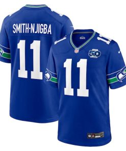 Alternative view of Jaxon Smith-Njigba Seattle Seahawks Nike Alternate 50th Season Game Jersey - Royal/College Navy