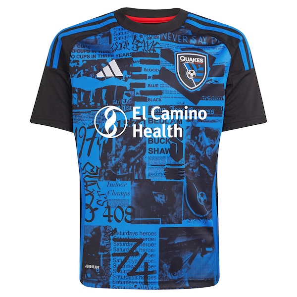 Hern¨¢n L¨®pez San Jose Earthquakes adidas Youth 2025 Headliner Replica Player Jersey - Black - Image 2