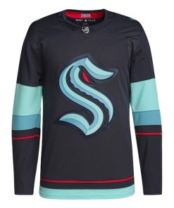 Alternative view of Seattle Kraken adidas Home Authentic Primegreen Jersey - Navy
