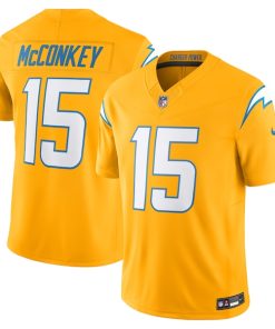 Alternative view of Ladd McConkey Los Angeles Chargers Nike Alternate Charger Power Vapor F.U.S.E. Limited Jersey - Gold/Navy/Powder Blue