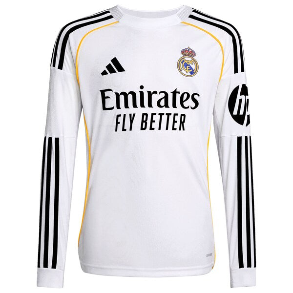 Los Merengues adidas Youth 2025/26 Home Replica Long Sleeve Custom Jersey - White - Image 2
