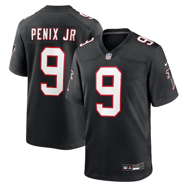 Michael Penix Jr. Atlanta Falcons Nike Throwback Game Jersey - Black/Red/White - Image 2