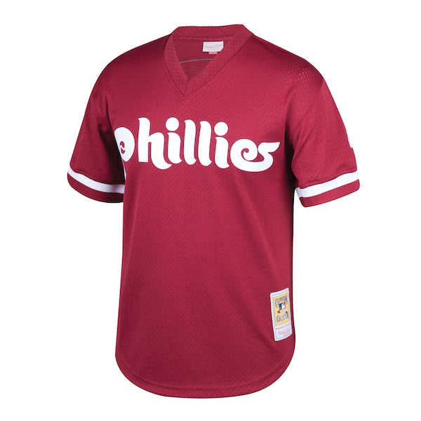 Lenny Dykstra Philadelphia Phillies Youth Cooperstown Collection Mesh Batting Practice Jersey - Burgundy - Image 2