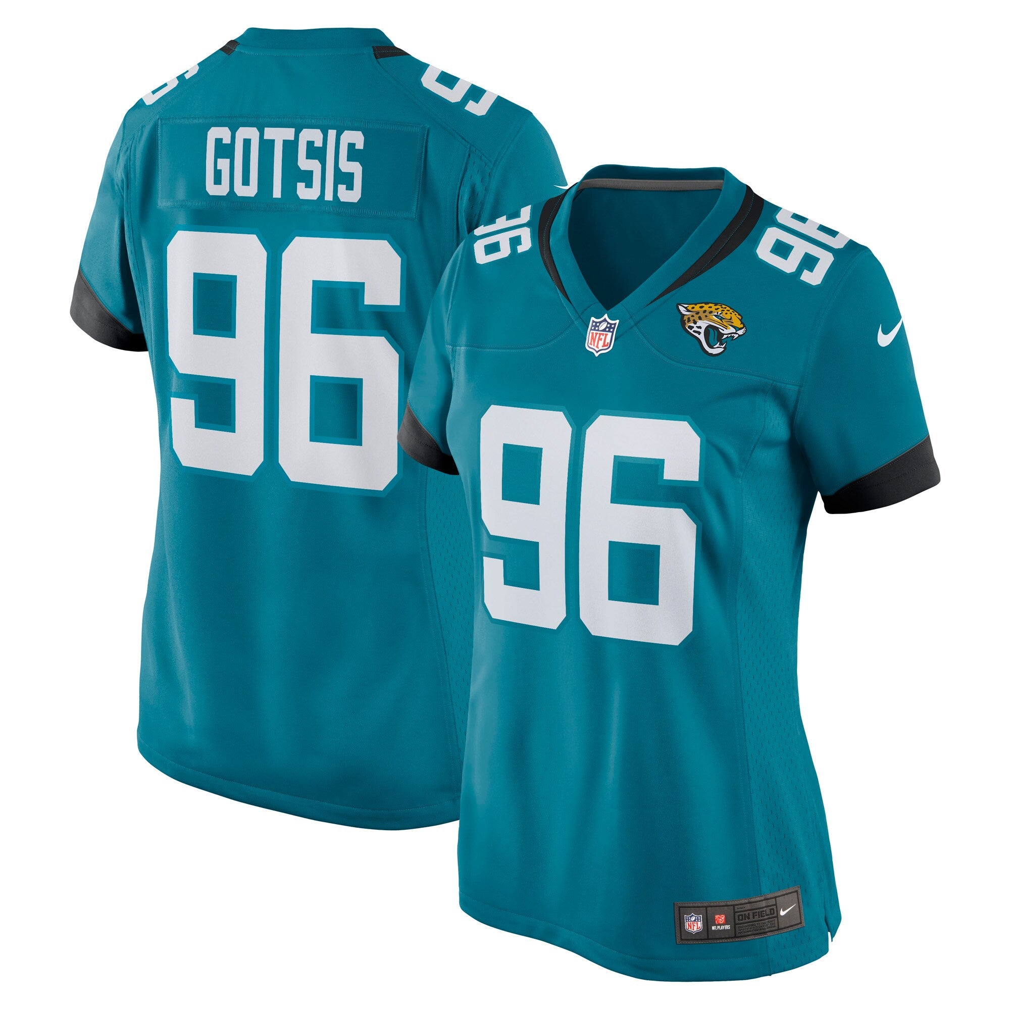 Adam Gotsis Jacksonville Jaguars Nike Women's Game Jersey - Black/Teal - Image 5