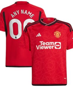 Manchester United adidas Youth 2023/24 Home Replica Custom Jersey - Red