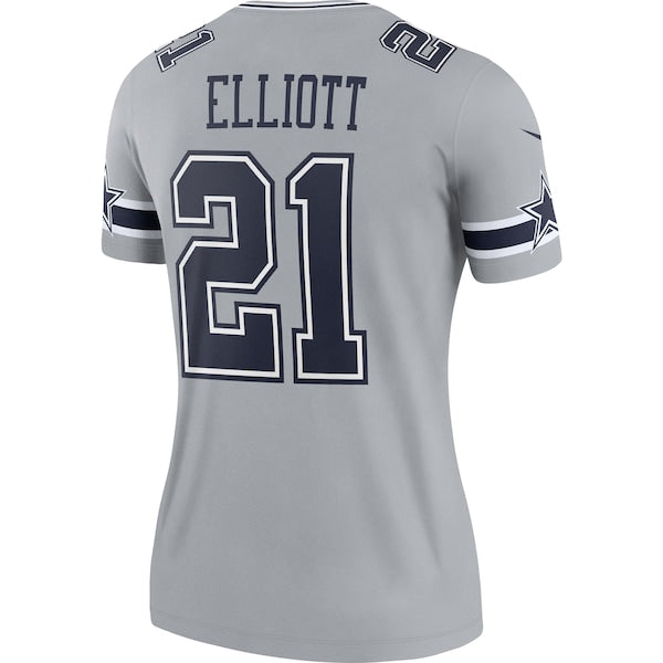 Ezekiel Elliott Dallas Cowboys Nike Women's Inverted Legend Jersey - Gray - Image 3
