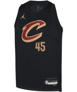 Alternative view of Donovan Mitchell Cleveland Cavaliers Jordan Brand Youth Swingman Jersey - Statement - Black