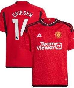 Christian Eriksen Manchester United adidas Youth 2023/24 Home Replica Player Jersey - Red