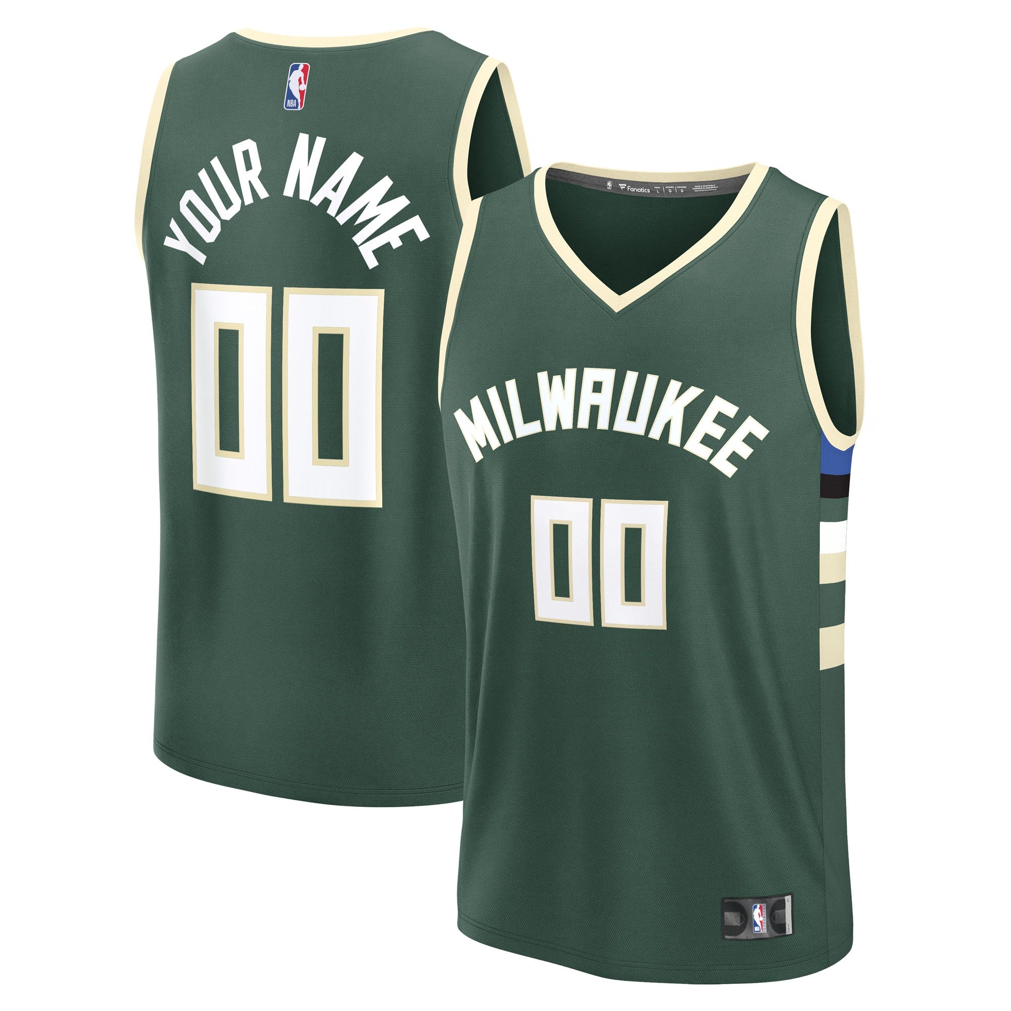 Milwaukee Bucks Fast Break Custom Jersey - Association Edition - White/Green - Image 6