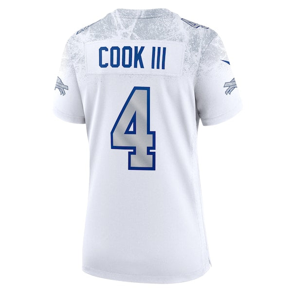James Cook III Buffalo Bills Nike Women's 2025 Rivalries Collection Game Jersey - White - Image 3