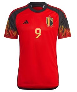 Alternative view of Romelu Lukaku Belgium National Team adidas 2022/23 Home Replica Jersey - Red