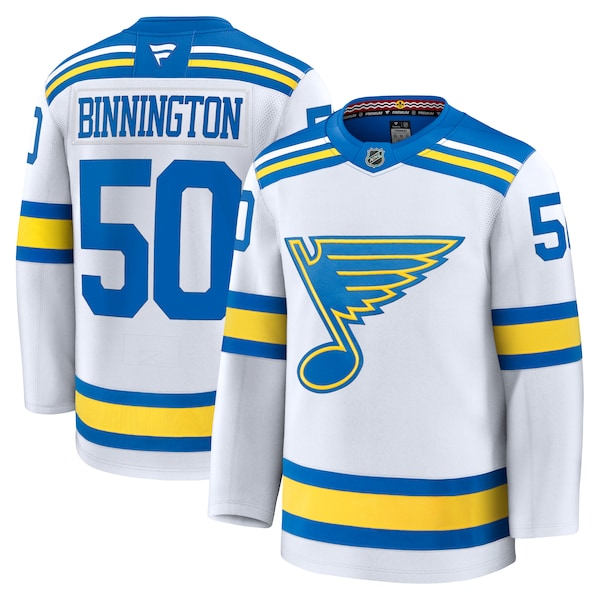 Jordan Binnington St. Louis Blues Away Premium Player Jersey - White/Blue - Image 2