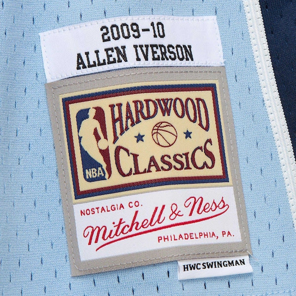 Allen Iverson Memphis Grizzlies 2009/10 Hardwood Classics Swingman Jersey - Light Blue - Image 5
