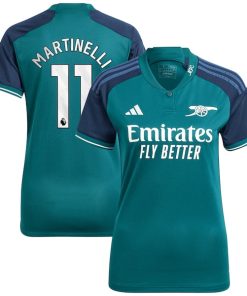 Alternative view of Gabriel Martinelli Arsenal adidas Women's 2023/24 Third Replica Player Jersey - Green/Red/Yellow