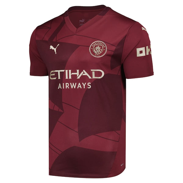Manchester City Puma 2024/25 Third Replica Blank Jersey - Burgundy - Image 2