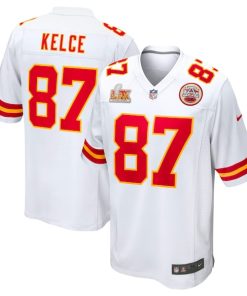 Alternative view of Travis Kelce Kansas City Chiefs Nike Super Bowl LIX Game Jersey - White/Red