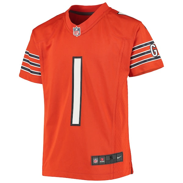 Justin Fields Chicago Bears Nike Youth Game Jersey - Orange - Image 2