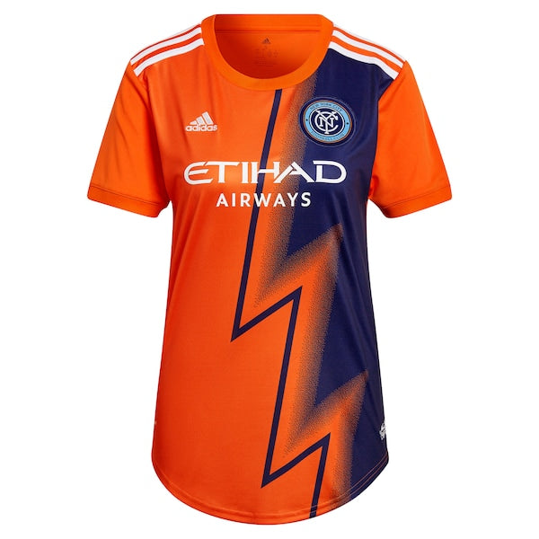 New York City FC adidas Women's 2022 The Volt Kit Replica Blank Jersey - Orange - Image 2