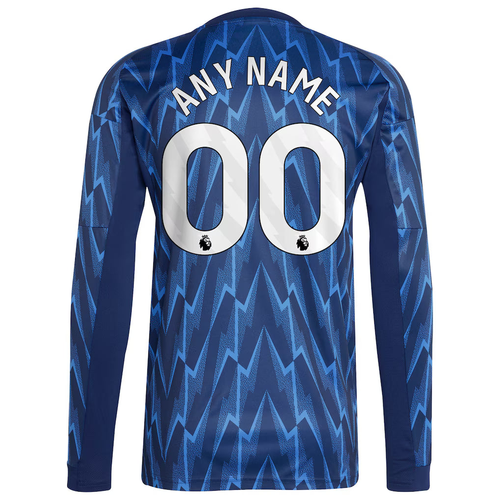 Arsenal adidas 2025/26 Away Replica Long Sleeve Custom Jersey - Blue/Red - Image 4