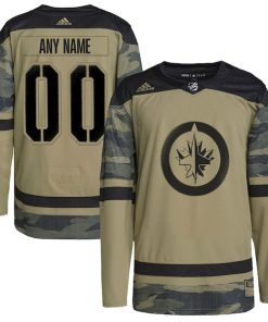Winnipeg Jets adidas Logo Military Appreciation Team Authentic Custom Practice Jersey - Camo