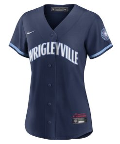 Alternative view of Willson Contreras Chicago Cubs Nike Women's City Connect Replica Player Jersey - Navy