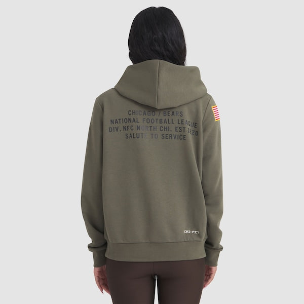 Chicago Bears Nike Women's 2025 Salute to Service Sideline Standard Issue Dri-FIT Hoodie - Olive - Image 2