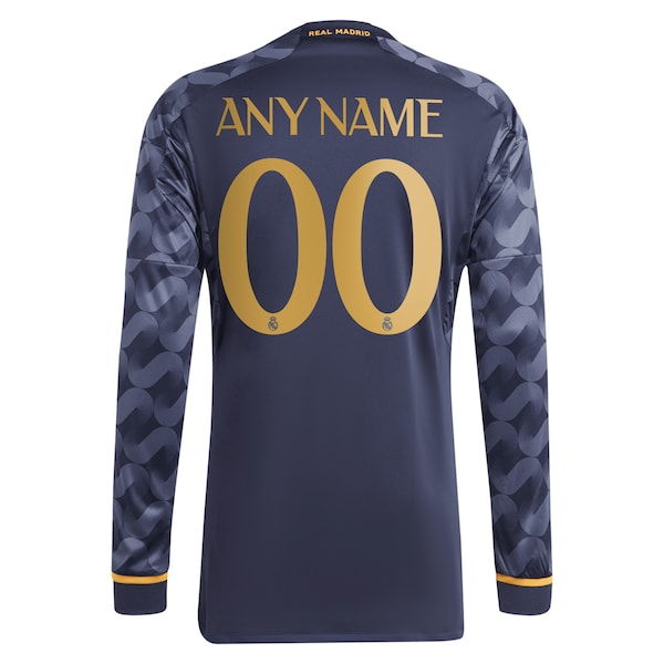 Los Merengues adidas 2023/24 Away Long Sleeve Replica Custom Jersey - Navy - Image 3