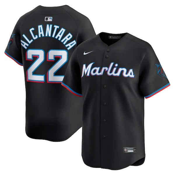 Sandy Alcantara Miami Marlins Nike Alternate Limited Player Jersey - Black/White - Image 6