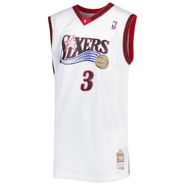 Allen Iverson Philadelphia 76ers Big & Tall Hardwood Classics 1996/97 Swingman Jersey - White/Black/Red/Royal - Image 3