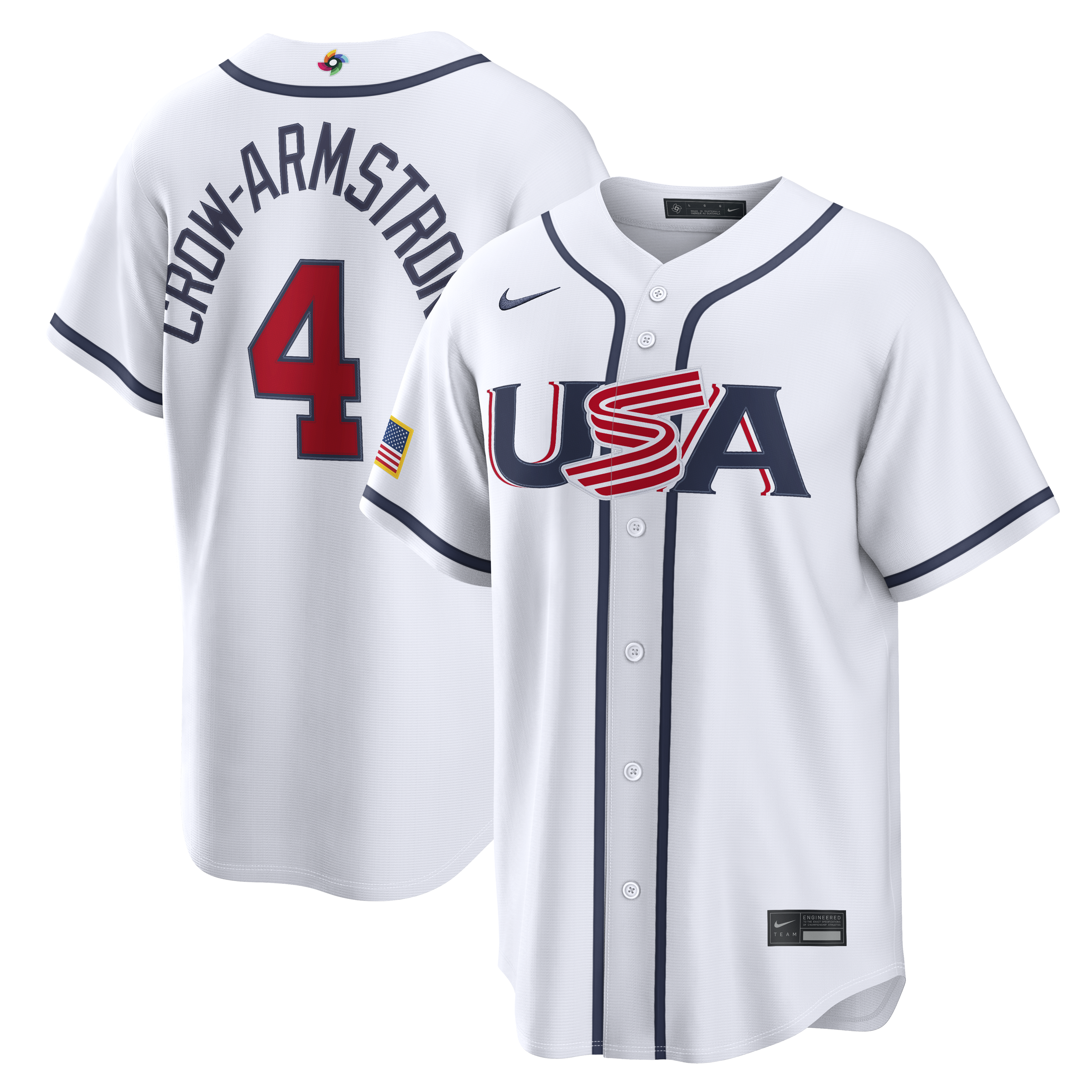Men's USA Baseball Pete Crow-Armstrong Nike 2026 World Baseball Classic Road Stadium Jersey - Navy/White - Image 6