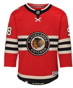 Alternative view of Connor Bedard Chicago Blackhawks Youth 2025 NHL Winter Classic Premier Player Jersey - Red
