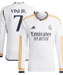 Vini Jr. Los Merengues adidas 2023/24 Home Long Sleeve Replica Player Jersey - White